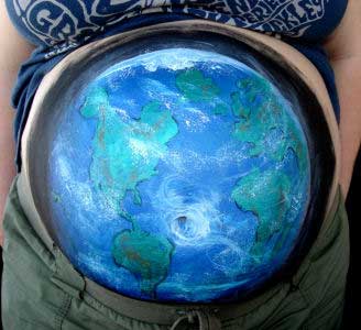 Belly Painting Earth Globe