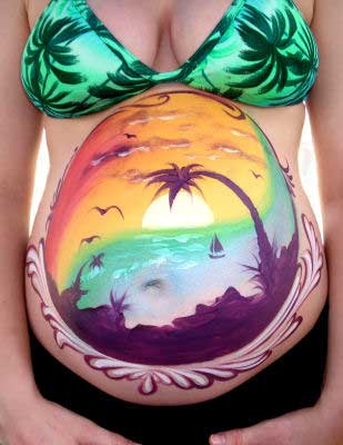 Belly Painting Tropical Sunset